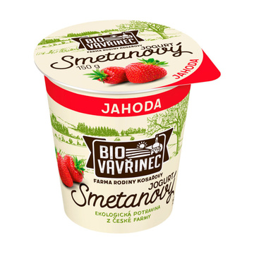 BIO smetanový jogurt jahodový 150 g Bio Vavřinec